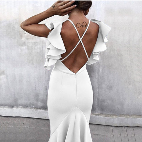 V-neck backless pencil skirt - ROUTINE FASHION
